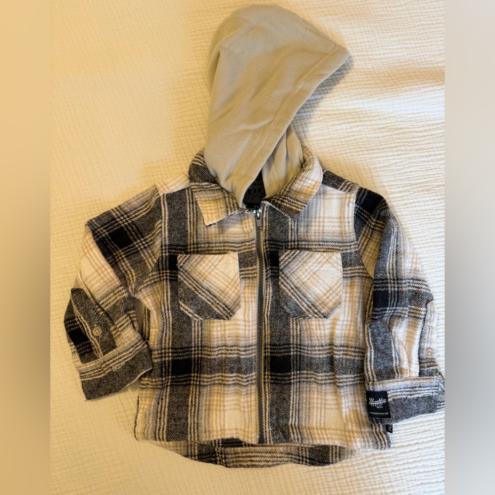 Plaid Hooded Kids Shacket